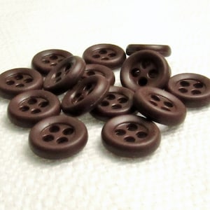 Bistro Coffee: 3/8 9mm Dark Brown Buttons Set of 15 Vintage New Old Stock Matching Buttons image 2