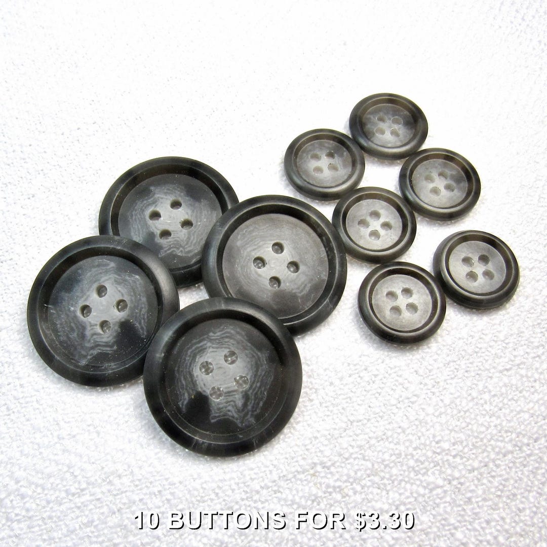Jacket Ready: Gray Faux Horn Buttons • Set of 4 Closure and 6 Sleeve ...