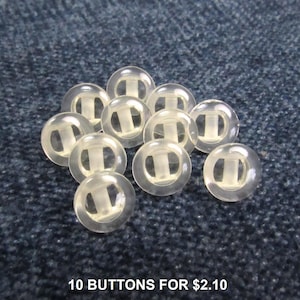 Clear &#39;n Shiny: 3/8&quot; (9mm) Transparent Shank Buttons • Set of 11 Vintage New Old Stock Matching Buttons