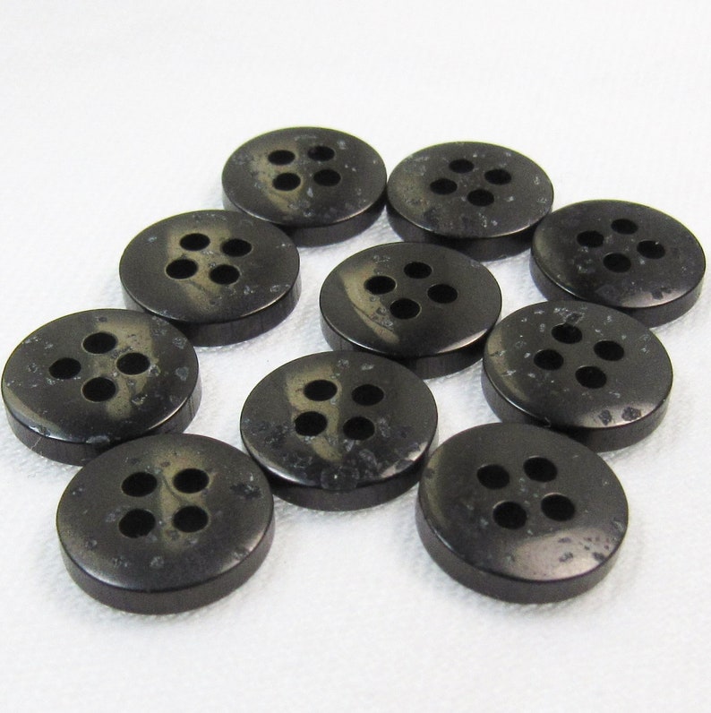 Basic Black: 7/16 11mm Semi-Glossy Buttons Set of 10 Vintage New Old Stock Matching Buttons image 4