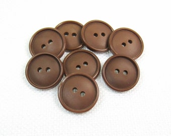 Maple Matte: 5/8" (15mm) Medium Brown Buttons • Set of 8 Vintage New Old Stock Matching Buttons