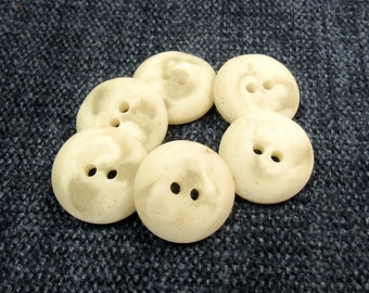 Cream Dimensions: 11/16" (18mm) Matte Opaque & Semi-Transparent Buttons • Set of 6 Vintage New Old Stock Buttons