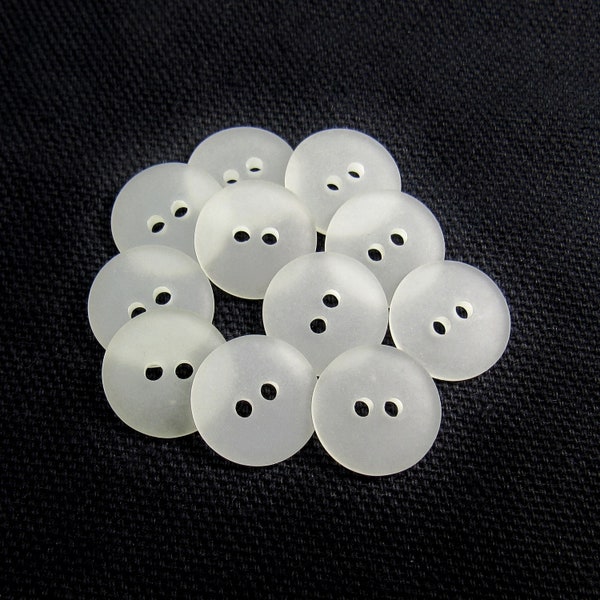 Frosted White: 9/16" (14mm) Semi-Transparent Buttons • Set of 11 New / Unused Matching Buttons