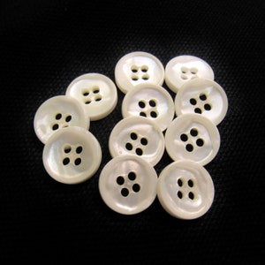 Pearlized Off-White: 1/2" (13mm) Lustrous Buttons • Set of 11 New / Unused Buttons