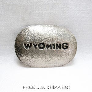 Hand Crafted Wyoming: Large Vintage Western-Style Nickel Silver Belt Buckle ~ Free Shipping!