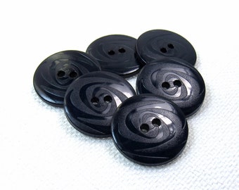 Textured Swirls: 3/4" (19mm) Navy Blue Buttons • Set of 6 New Old Stock Matching Buttons