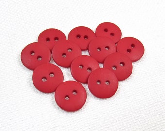 Holiday Red: 7/16" (11mm) Matte Red Buttons • Set of 12 Matching Buttons