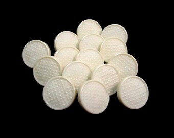 Nubby Gloss: 7/16" (11mm) Creamy White Textured Buttons • Set of 15 Vintage New Old Stock Matching Buttons