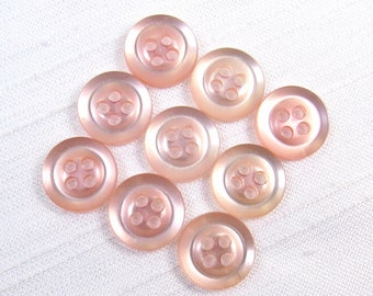 Pastel Pink: 7/16" (11mm) Light Pink Buttons • Set of 9 Vintage New Old Stock Matching Buttons