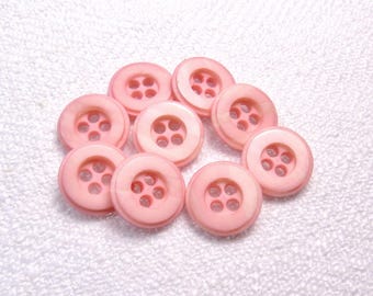 Pink Variations: 1/2" (13mm) Tiered Buttons • Set of 9 Vintage New Old Stock Buttons