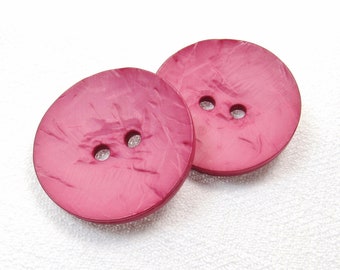 Bold Dark Pink: Large 1-3/4" (44mm) Textured Buttons • Set of 2 New Old Stock Matching Buttons