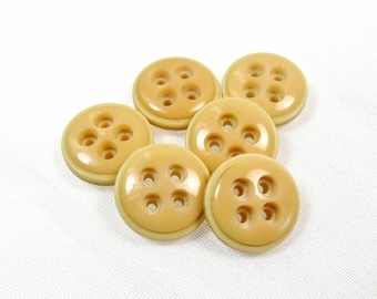 Pale Peach & Cream: 5/8" (15mm) Layered Buttons • Set of 6 Vintage New Old Stock Matching Buttons