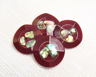 Burgundy Glitter: 13/16" (21mm) Elegant, Dimensional Buttons • Set of 4 New / Unused Buttons