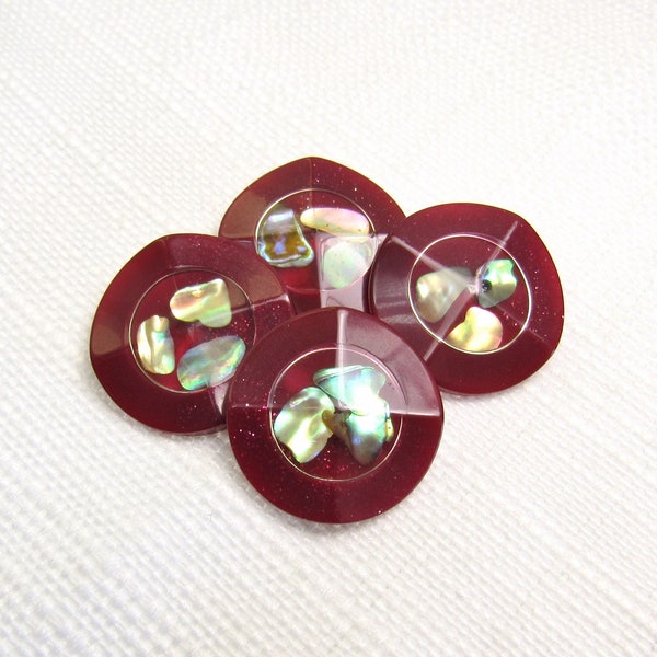 Burgundy Glitter: 13/16" (21mm) Elegant, Dimensional Buttons • Set of 4 New / Unused Buttons