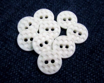 Bright White Diamonds: 9/16" (14mm) Impressed Buttons • Set of 9 Vintage New Old Stock Matching Buttons