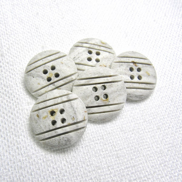 Gray Roadway: 11/16" (18mm) Light Gray Buttons with Metallic Gold Flecks • Set of 5 New Old Stock Buttons