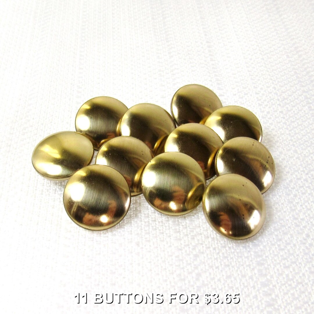 Gold Glänzende Metallknöpfe – 28 Mm, Flach, 5 Stück, Ösenknöpfe Made In Germany