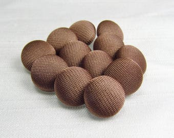 Cocoa Brown: 7/16" (11mm) Fabric-Covered Pad Shank Buttons • Set of 12 New / Unused Matching Buttons