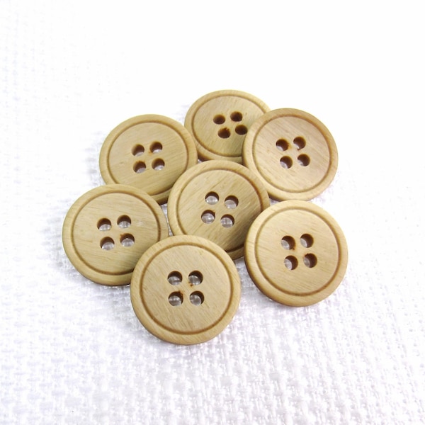 Antique Parchment: 5/8" (15mm) Beige Plastic Buttons • Set of 7 Vintage New Old Stock Matching Buttons