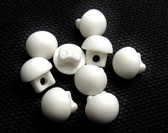 Tiny Domes: 5/16" (8mm) Matte White "Dot" Buttons • Set of 9 Vintage New Old Stock Matching Buttons