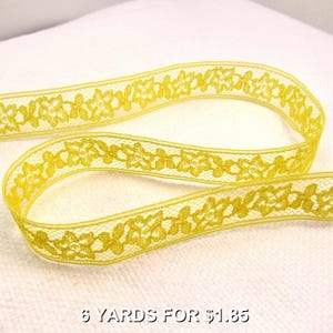 Bold Banana Yellow: 3/4 &quot;(19 mm) Breite x 6 Meter Lange Vintage Neue / Unbenutzte Nylonspitze / Nahtbindung / Einfassband