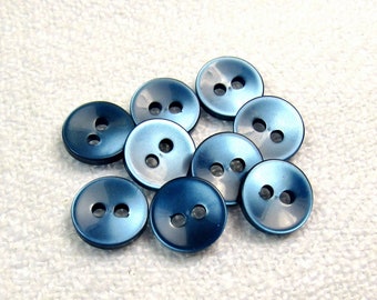 Sapphire Glow: 3/8" (9mm) Glossy Blue Buttons • Set of 9 Matching Buttons