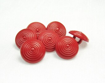 Round 'n Round: 7/16" (11mm) Dark Orange Buttons • Set of 7 New / Unused Matching Buttons