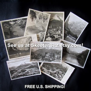 Hans Huber Monochromatic German Post Cards: WWII-Era, Unused, Various Locations • Set of 9 Cards, All Included As Shown ~ Free Shipping!