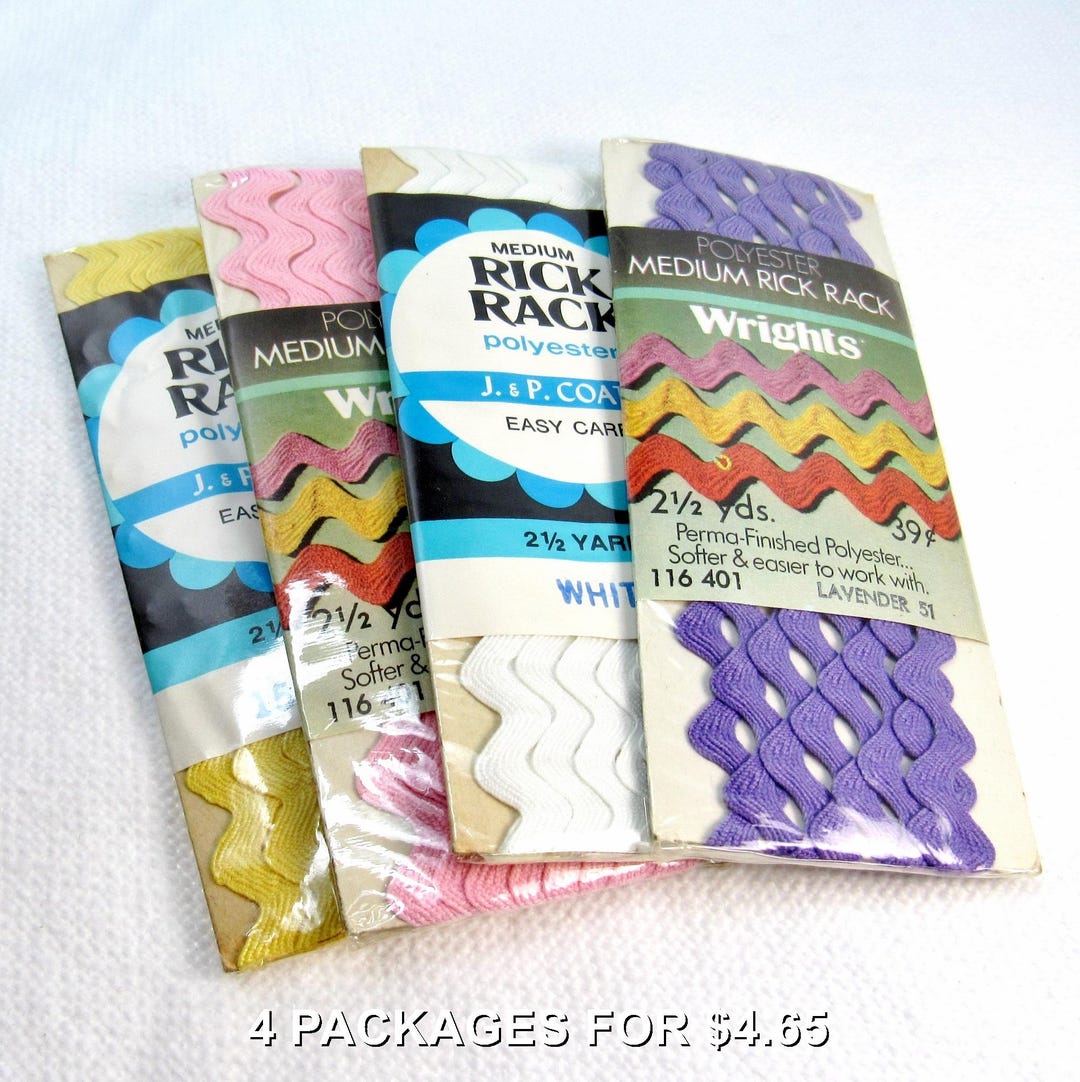 Rick Rack Assortment: 4 Colors of Medium Size Polyester Rick Rack / All ...