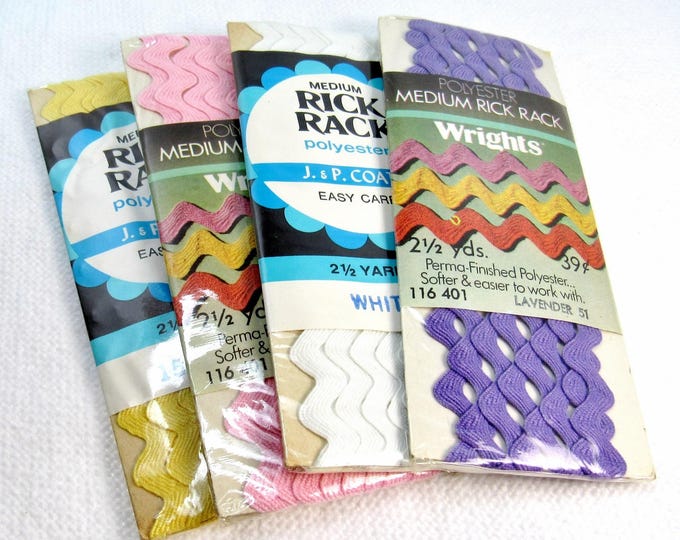 Rick Rack Assortment: 4 Colors of Medium Size Polyester Rick Rack / All ...