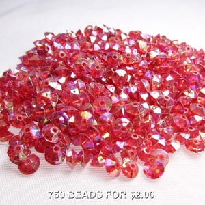 Red Aurora Sparkle: 4mm Faceted Iridescent Red Rondelle Beads • Lot of 750 (1 oz.) New / Unused / Destash Beads
