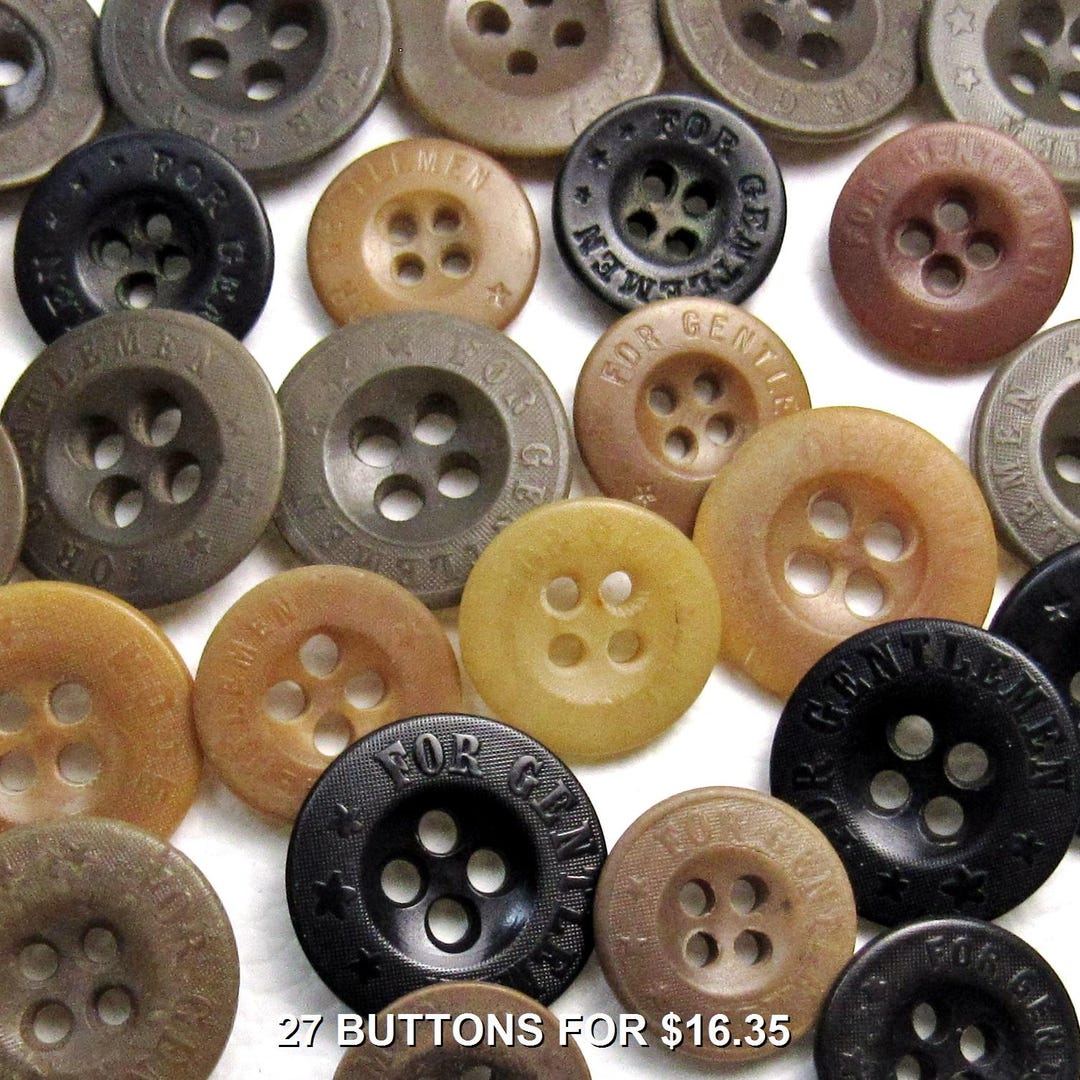 27 Button For Gentlemen Assortment: 27 Vintage Buttons, Various Sizes & Colors ...