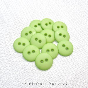 Light Lime: 7/16&quot; (11mm) Matte Buttons • Set of 12 New / Unused Matching Buttons