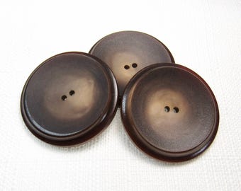 Lustrous Browns: Extra-Large 1-1/2" (38mm) Ombre Buttons • Set of 3 Vintage New Old Stock Buttons