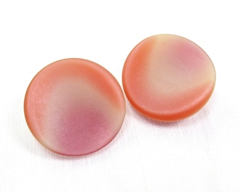Tropical Sunset: Large 1-1/8" (28mm) Orange-Cream-Pink Ombre Buttons - Set of 2 Vintage New Old Stock Buttons