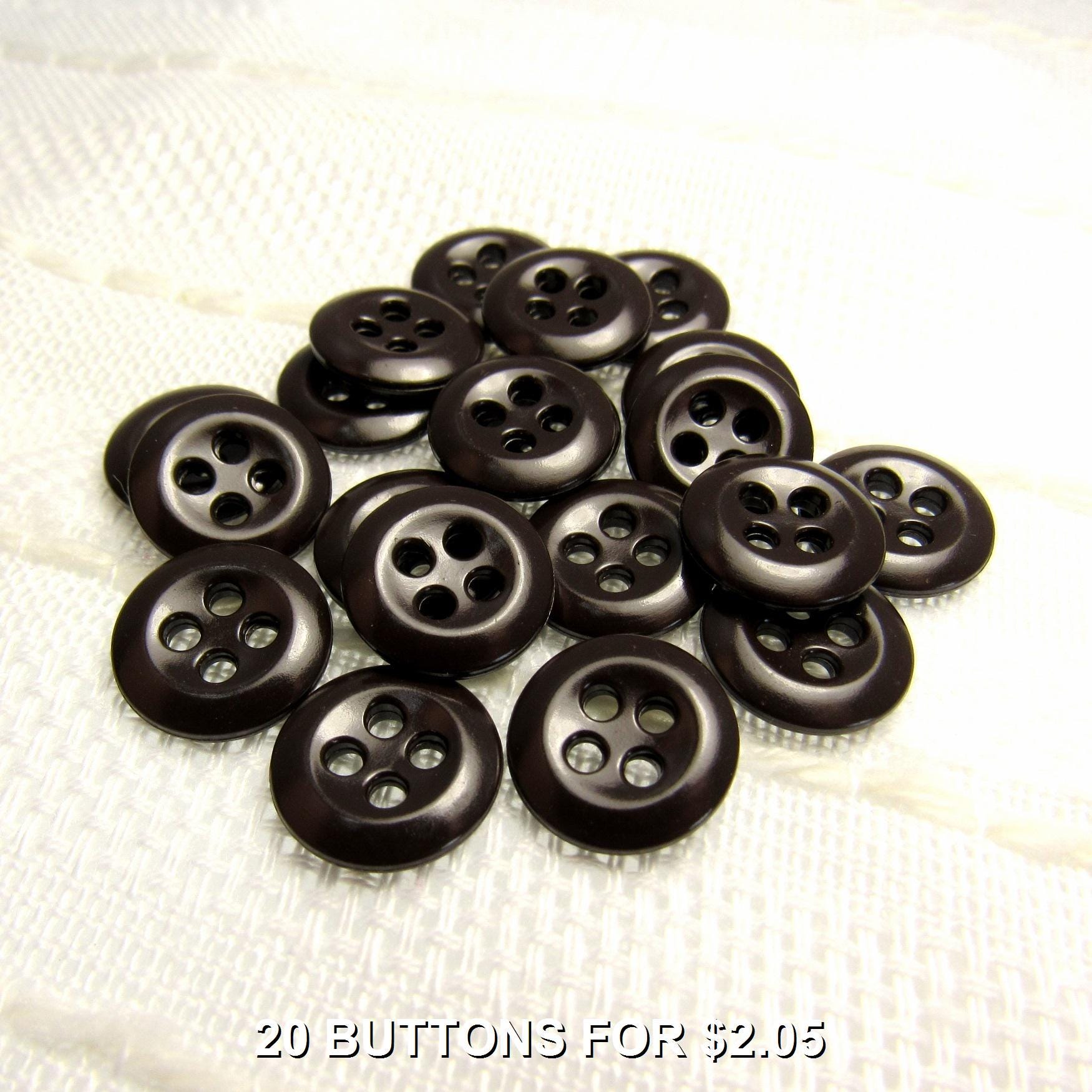 エスプレッソグロス：9/16インチ（14mm）ダークブラウンボタン • 新品