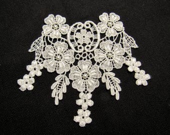 Floral Finery: Large Sew-On Ivory Lace Applique ~ New / Unused, High Quality, Hand-Washable