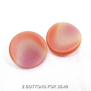 Tropical Sunset: Large 1-1/8&quot; (28mm) Orange-Cream-Pink Ombre Buttons - Set of 2 Vintage New Old Stock Buttons