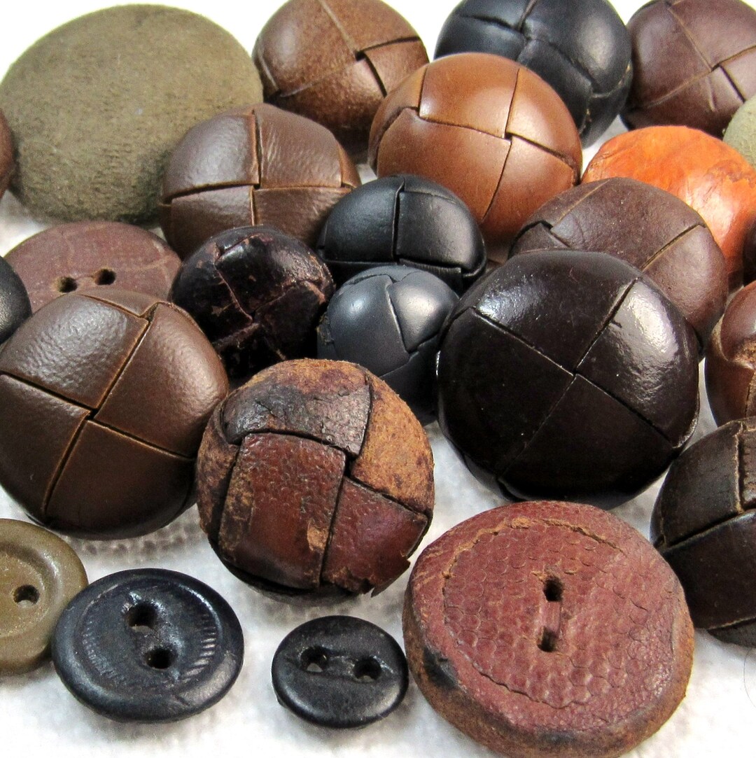 The Leather Button Assortment: A Variety Mix of 25 Vintage-shabby to ...
