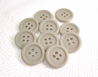 Smokey Taupe: 5/8" (15mm) Matte Finish Tan-Gray Buttons • Set of 10 Vintage New Old Stock Matching Buttons