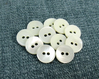 Classic Pearl: 1/2" (13mm) Genuine Mother of Pearl Buttons • Set of 11 Vintage New Old Stock Buttons