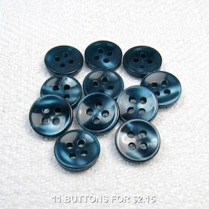 Blueberry Glow: 3/8&quot; (9mm) Deep Blue Buttons • Set of 11 Matching Buttons