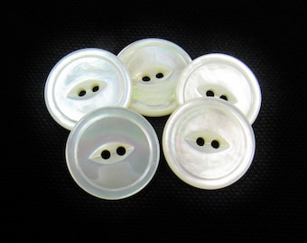 Shimmering Pearl: 7/8" (22mm) Genuine Mother of Pearl Buttons • Set of 5 New Old Stock Buttons