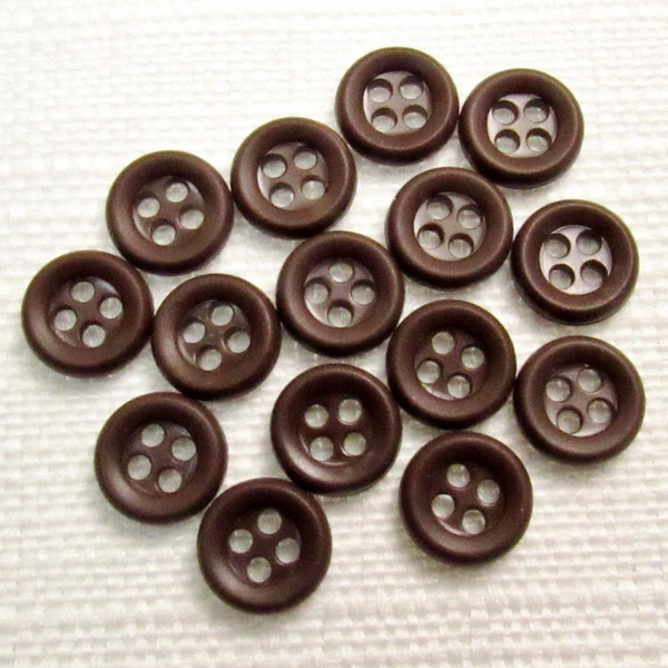 Bistro Coffee: 3/8" (9mm) Dark Brown Buttons • Set of 15 Vintage New Old Stock Matching Buttons