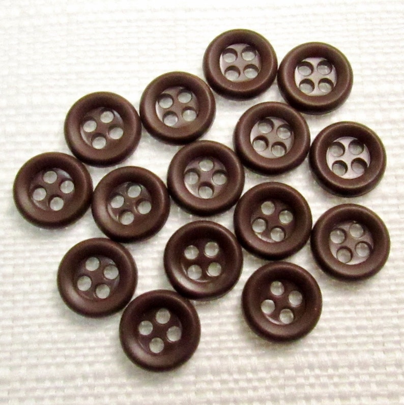 Bistro Coffee: 3/8 9mm Dark Brown Buttons Set of 15 Vintage New Old Stock Matching Buttons zdjęcie 1