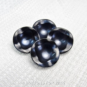 Ondulaciones de color azul intenso: botones brillantes de 11/16&quot; (18 mm) • Juego de 4 botones antiguos nuevos a juego