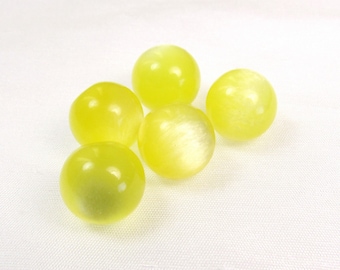 Lemon Glow: 1/2" (13mm) Yellow Ball Buttons • Set of 5 New / Unused Vintage Buttons