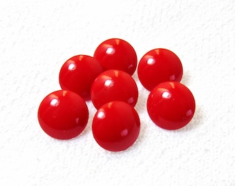 Red Dots: 7/16" (11mm) Glossy "Dot" Buttons • Set of 7 New Old Stock Matching Buttons