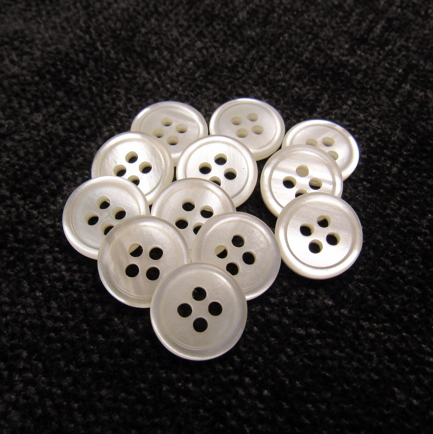 Iridescent deadstock polyester dress shirt buttons in 9mm and 11mm