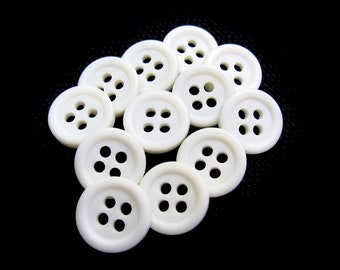 Matte White: 7/16" (11mm) Bright White Buttons • Set of 12 New / Unused Matching Buttons